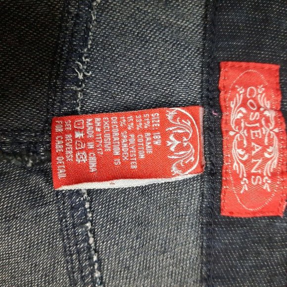 COS Cropped Capri Dark Rinse Jeans Size 18W with Cuff & rear embellished pockets - Picture 6 of 7